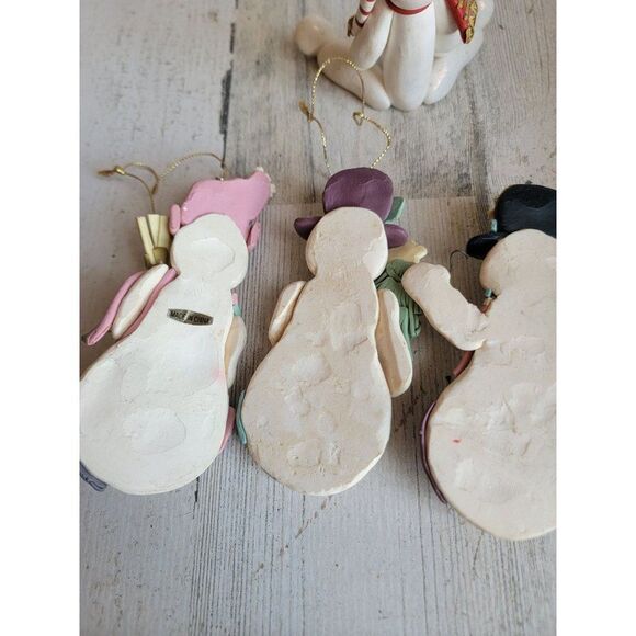 Clay sitting snowman variety ornament set tree broom Xmas - Picture 7 of 9